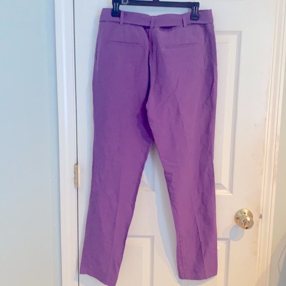 Stefanel Italy Pink Purple Tie Front Linen Pants with Sash - 12 - Picture 7 of 14